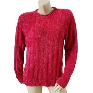 Classic Elements Sparkly Red Holiday Sweater Women's Large